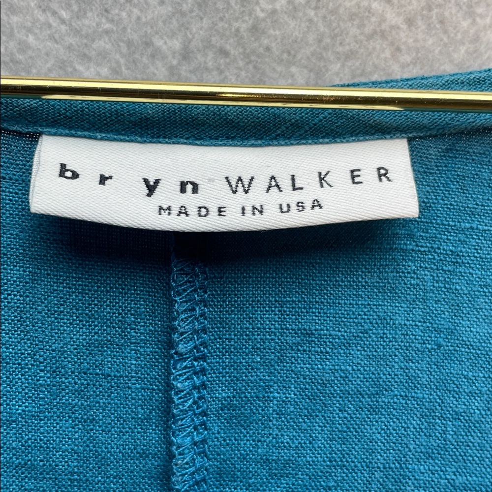 Bryn Walker Linen Teal 3/4 Sleeve Mini Dress - Picture 2 of 7